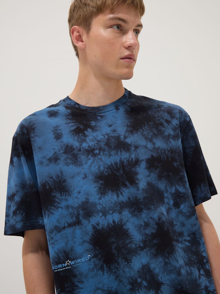 Blue short-sleeve pure cotton T-shirt_0