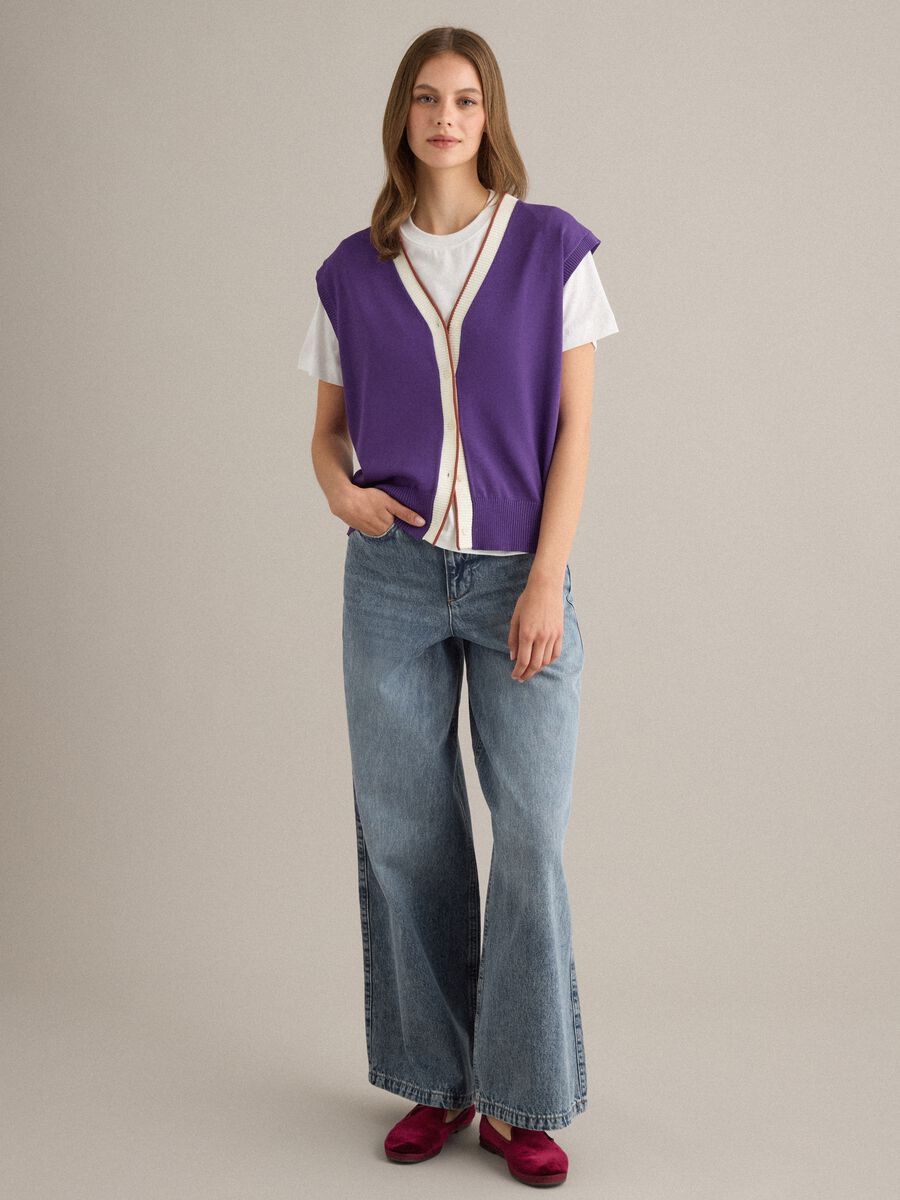 Purple viscose-blend vest in plain knit_1