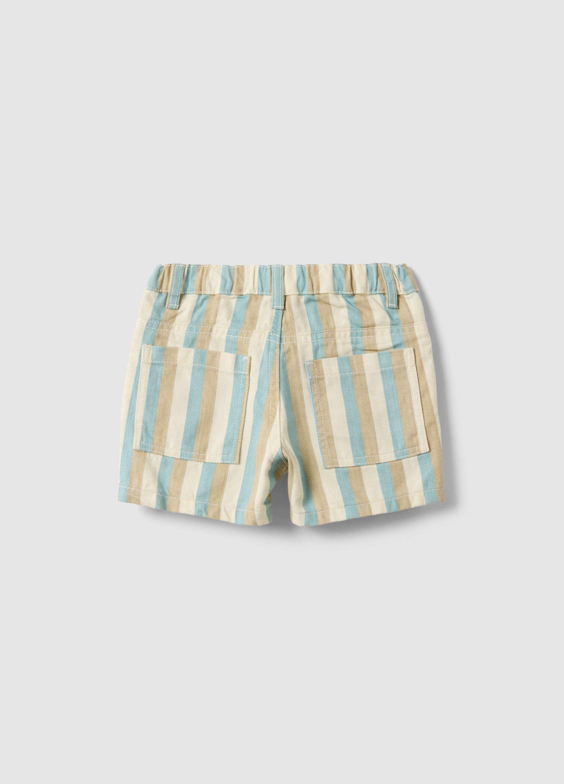 Multicolour striped pure cotton shorts for toddler