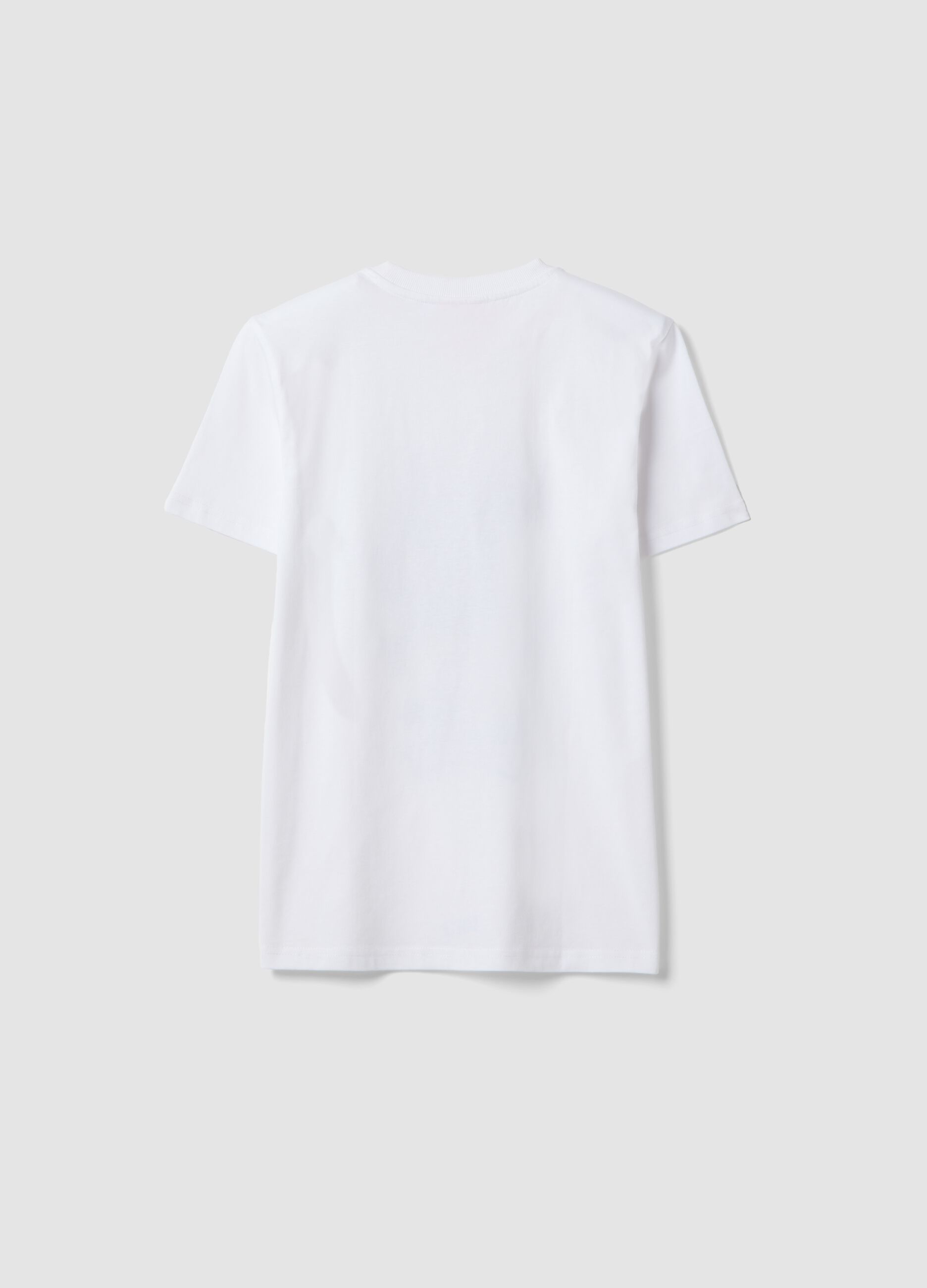 Boys' regular fit white pure cotton T-shirt with prints
