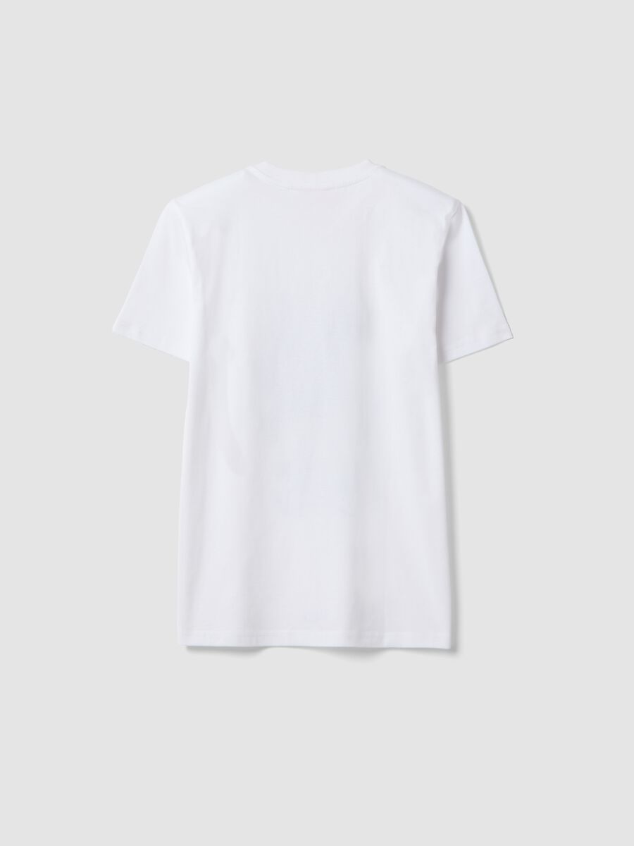 T-shirt in puro cotone bianca da ragazzo regular fit con stampe_4