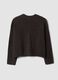 Brown stretch wool cardigan with deep V-neck, oversized fit_6
