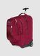 Red wheeled backpack with trolley handle and zip pockets_3