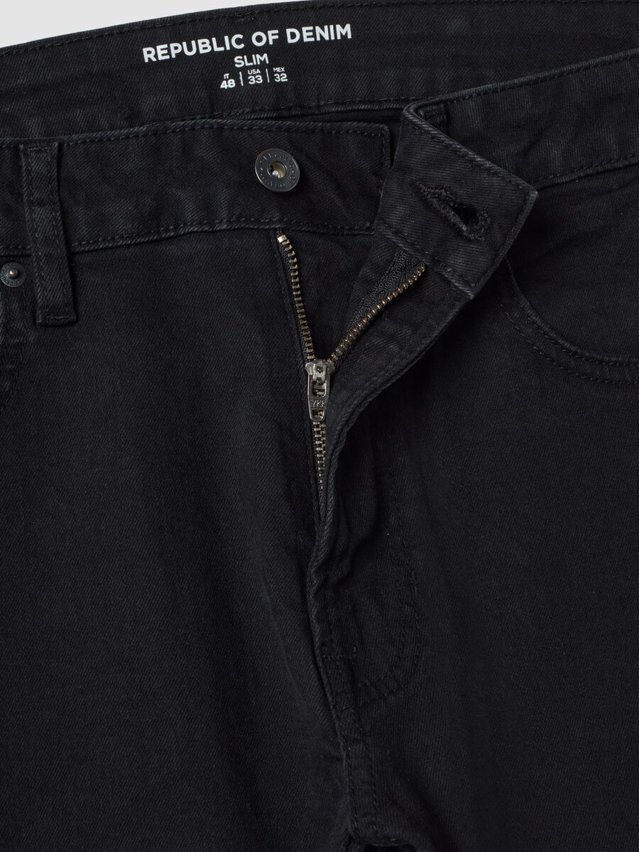 Black slim-fit stretch cotton denim jeans_2