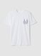 White pure cotton T-shirt with front print, regular fit_4