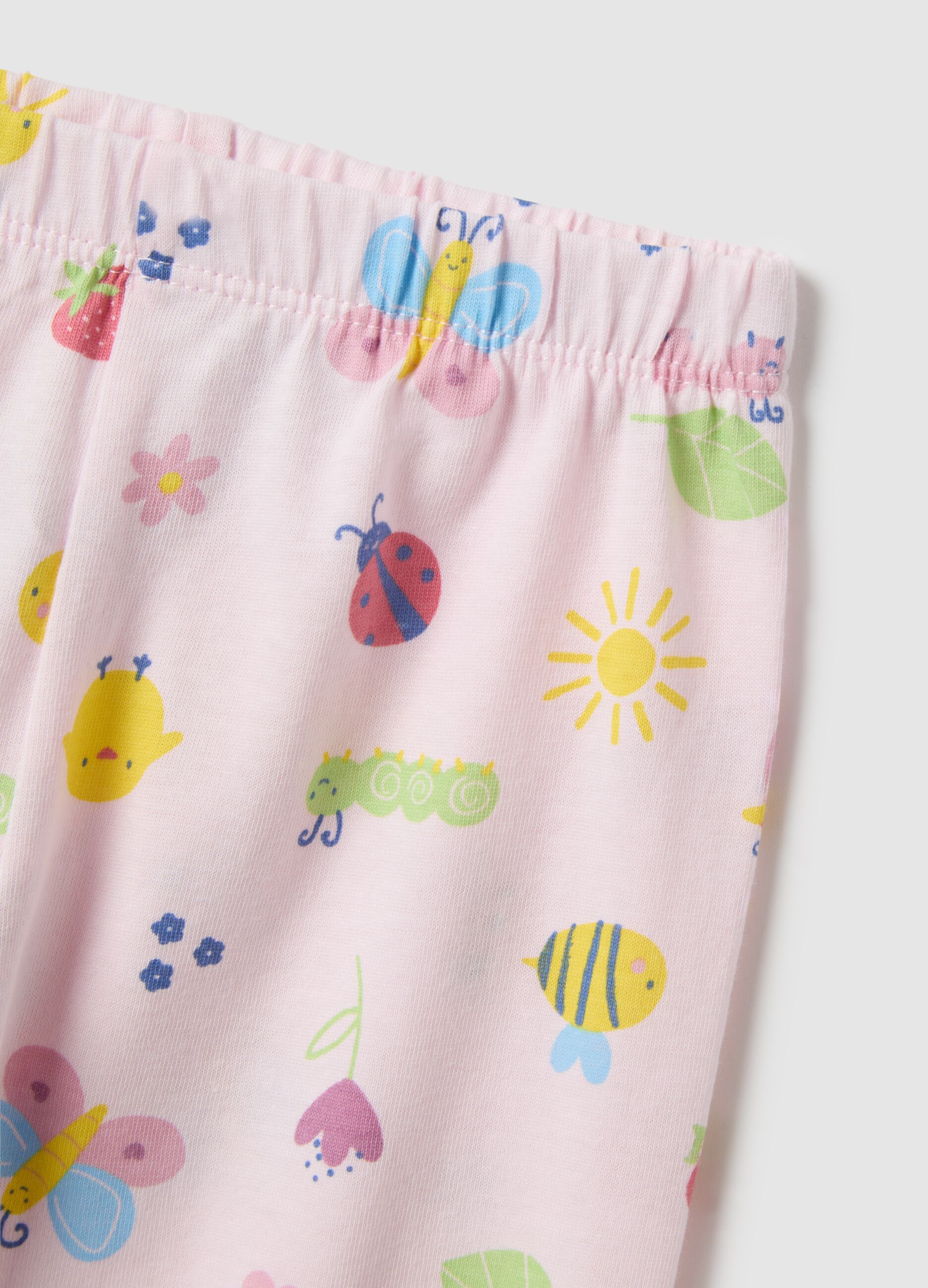 Pigiama rosa da neonata in puro cotone regular fit con stampe