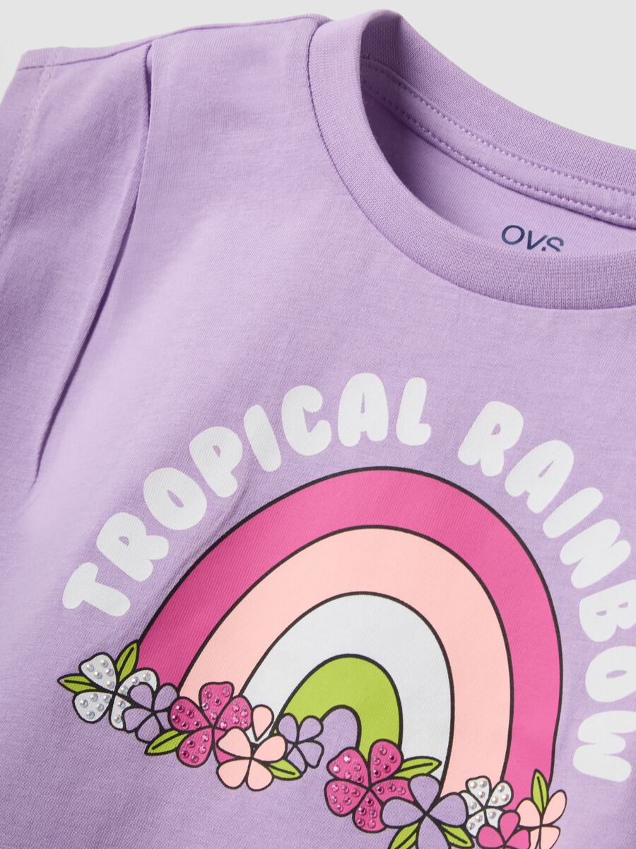 Purple cotton tank top with rainbow print_2
