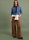 Brown wide-leg stretch cotton trousers_1