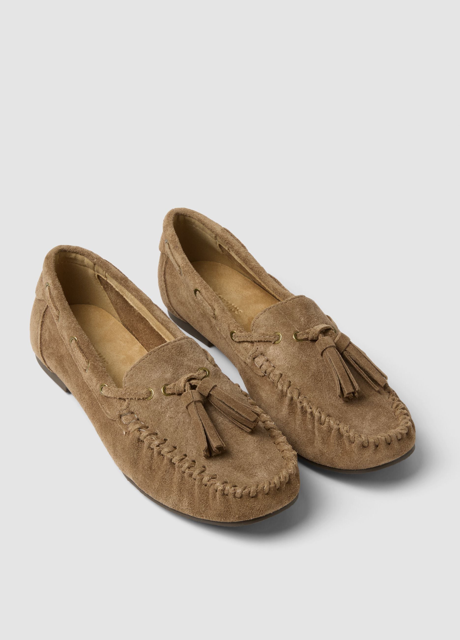 Comfortable brown genuine leather loafers
