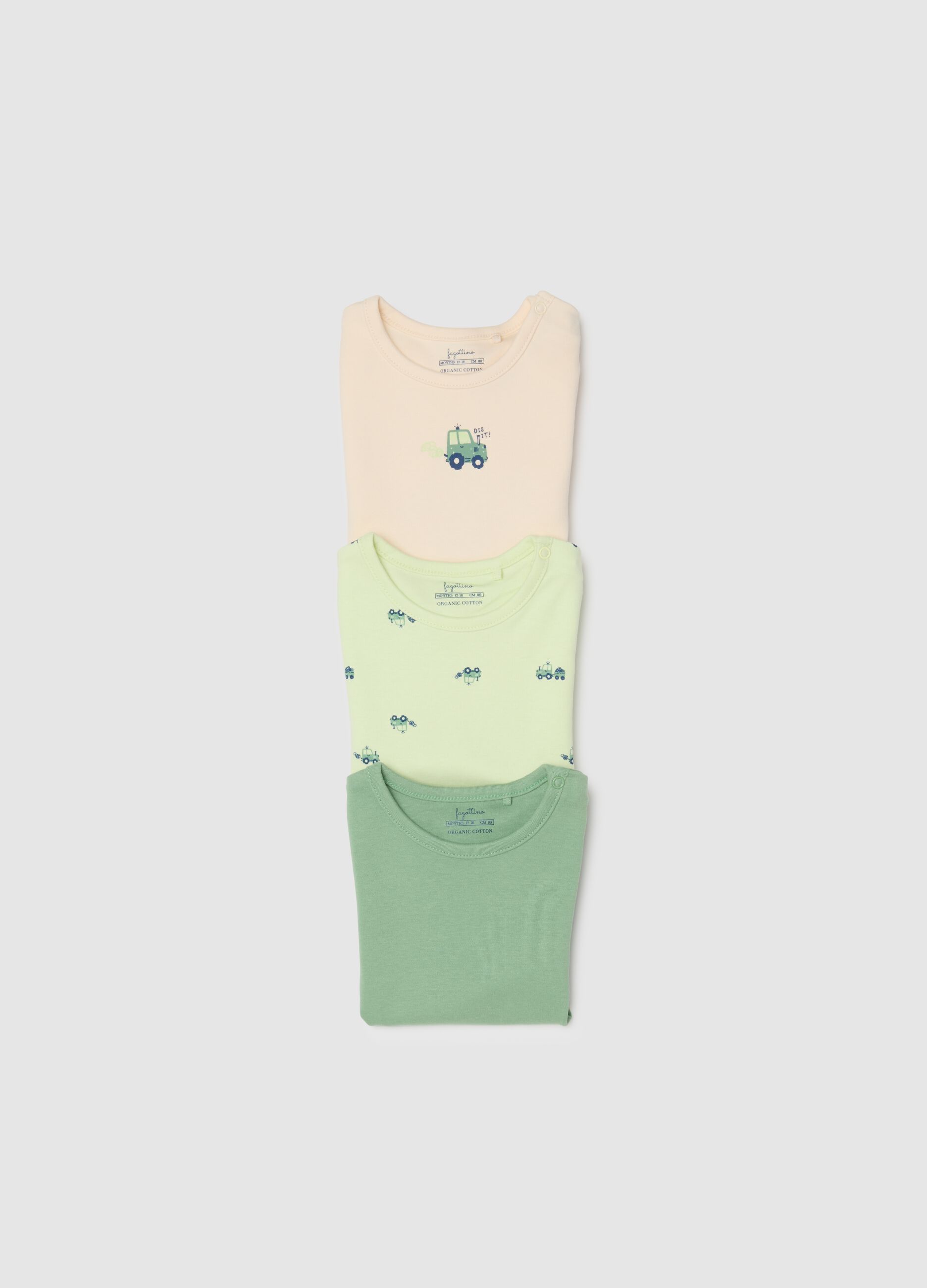 Newborn Multicolour Short-Sleeve Body Tripack in Pure Cotton