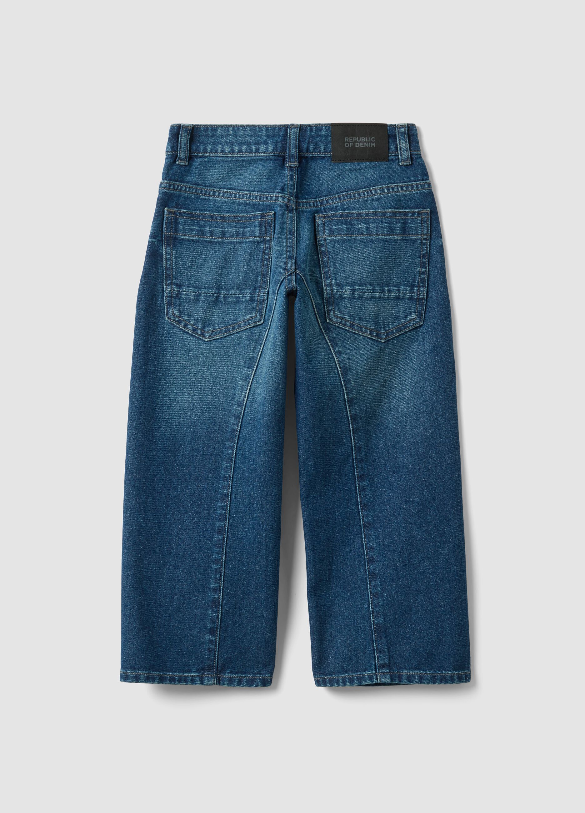 Blue pure cotton baggy-fit jeans for boys