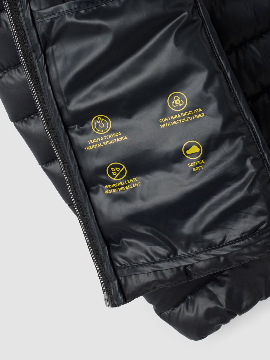 Giacca Ultralight imbottita nera con cappuccio e zip per ragazza_2