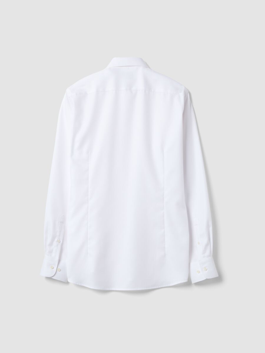 White slim-fit pure cotton shirt with cutaway collar_5