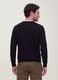 Black viscose-blend polo shirt with V-neck and regular fit collar_3