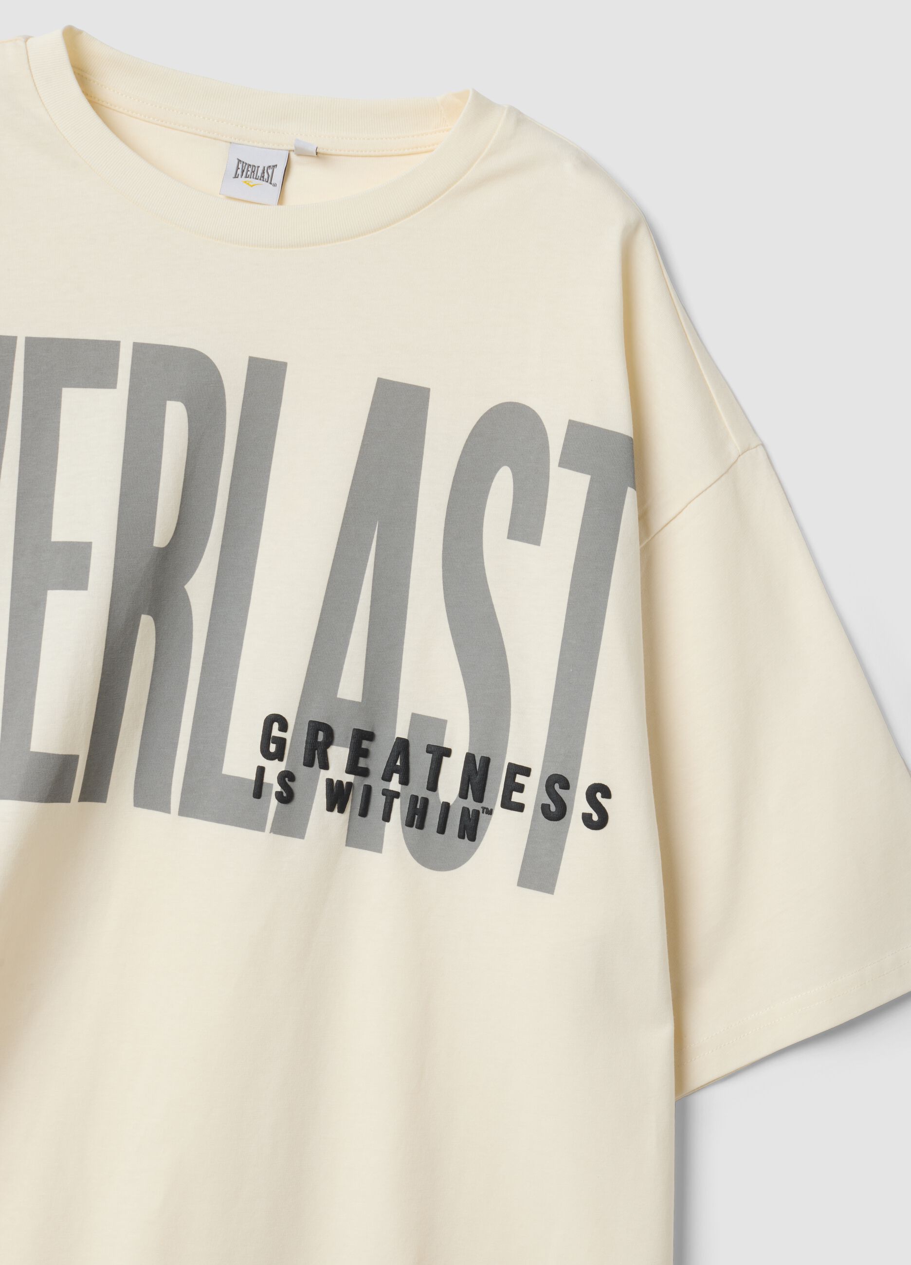 White oversized pure cotton T-shirt with front logo