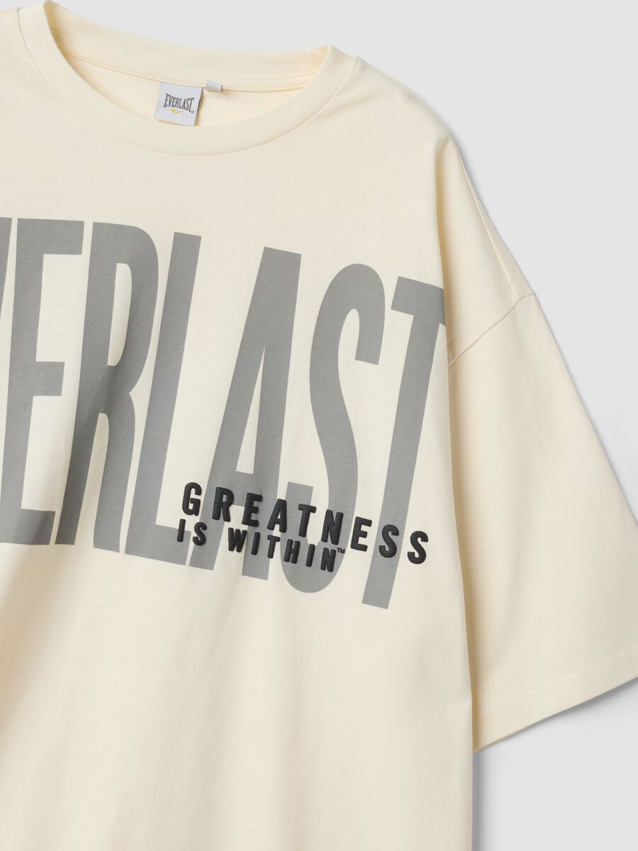 White oversized pure cotton T-shirt with front logo_5