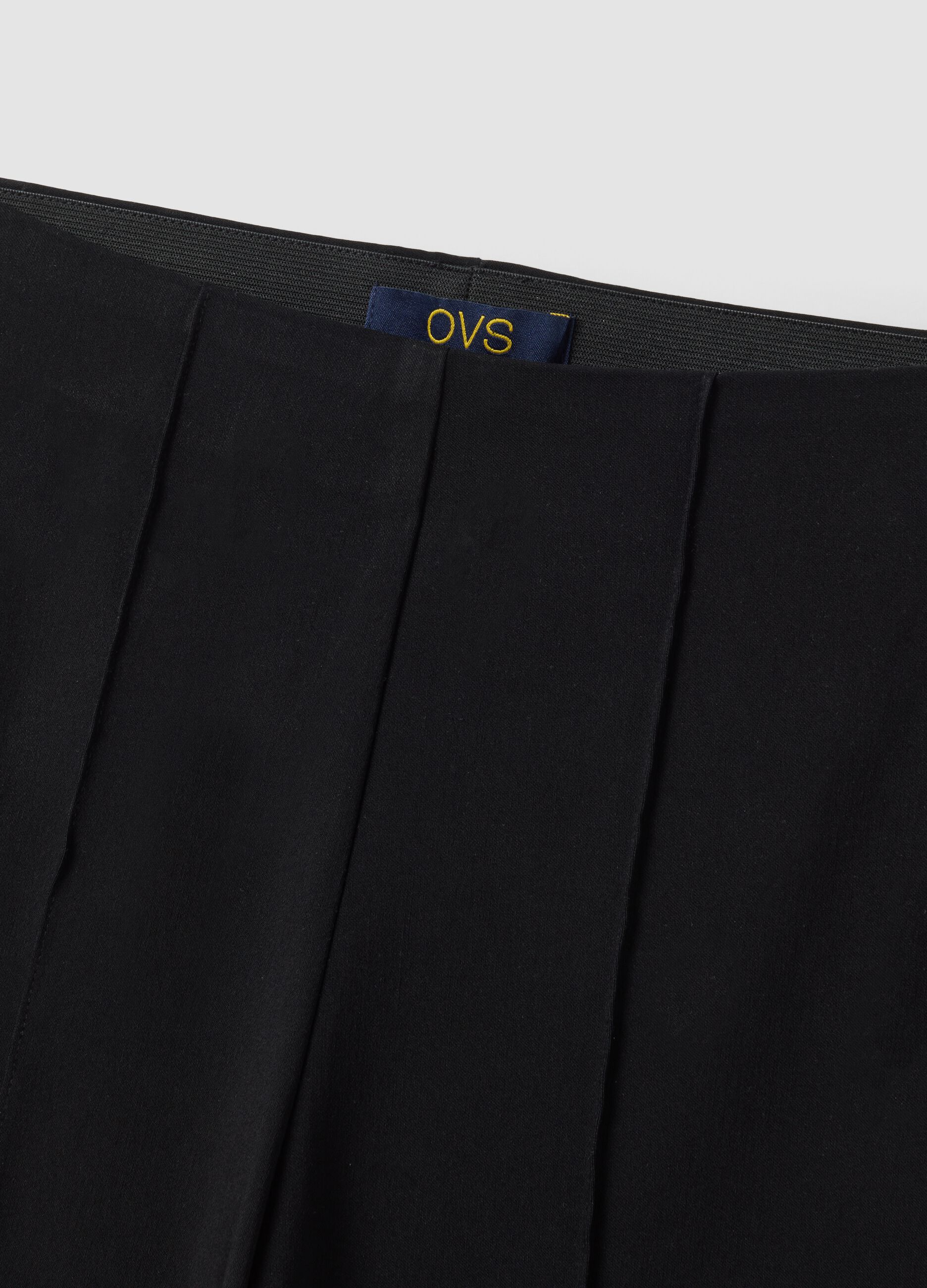Black flared stretch viscose leggings