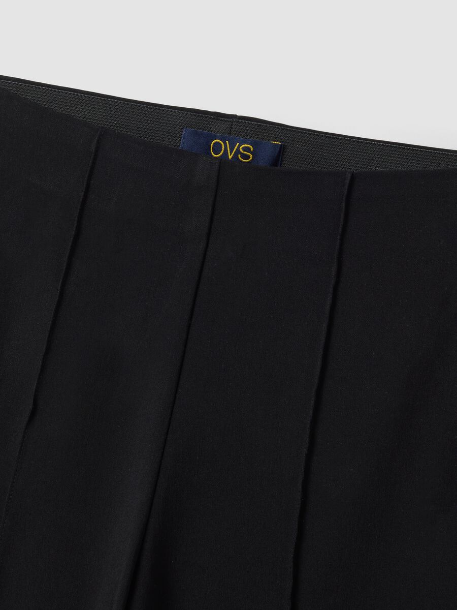 Black flared stretch viscose leggings_5