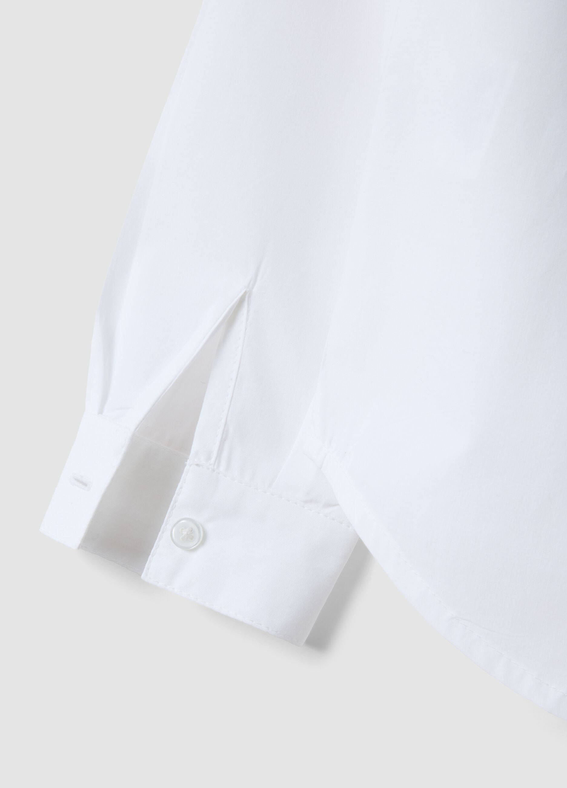 White pure cotton shirt with rhinestones, regular fit, for girls