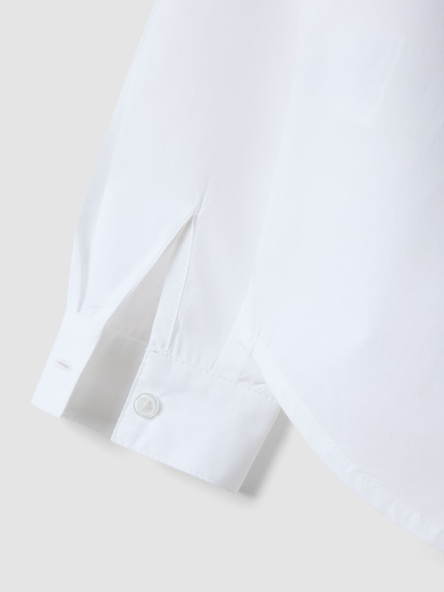 White pure cotton shirt with rhinestones, regular fit, for girls_3