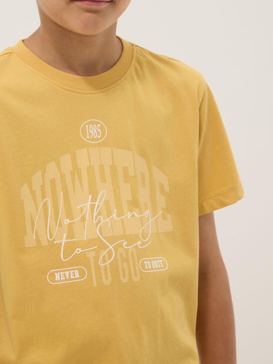 Yellow pure cotton short-sleeve T-shirt_2