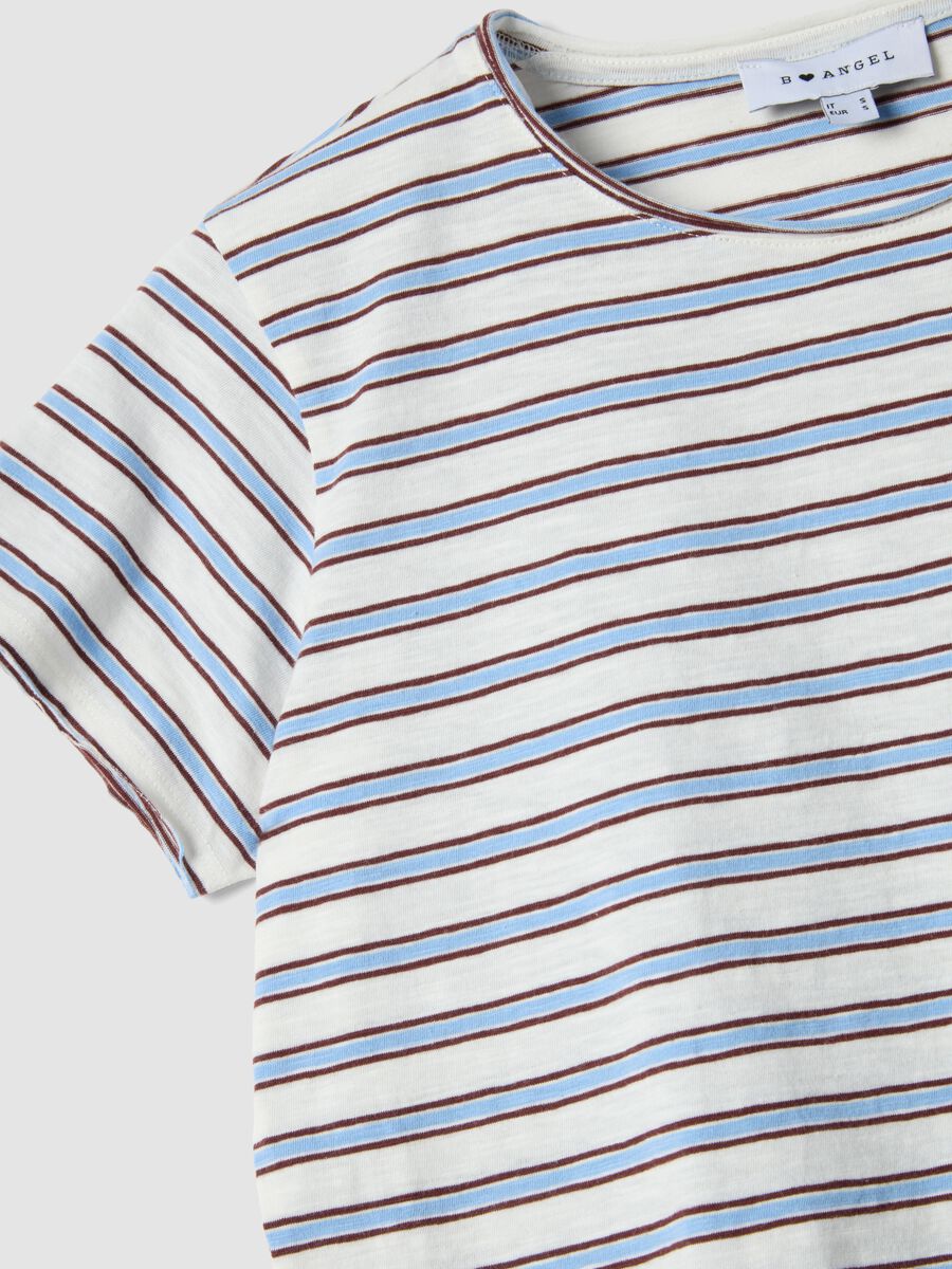 T-shirt a maniche corte in puro cotone a righe multicolor regular fit_5