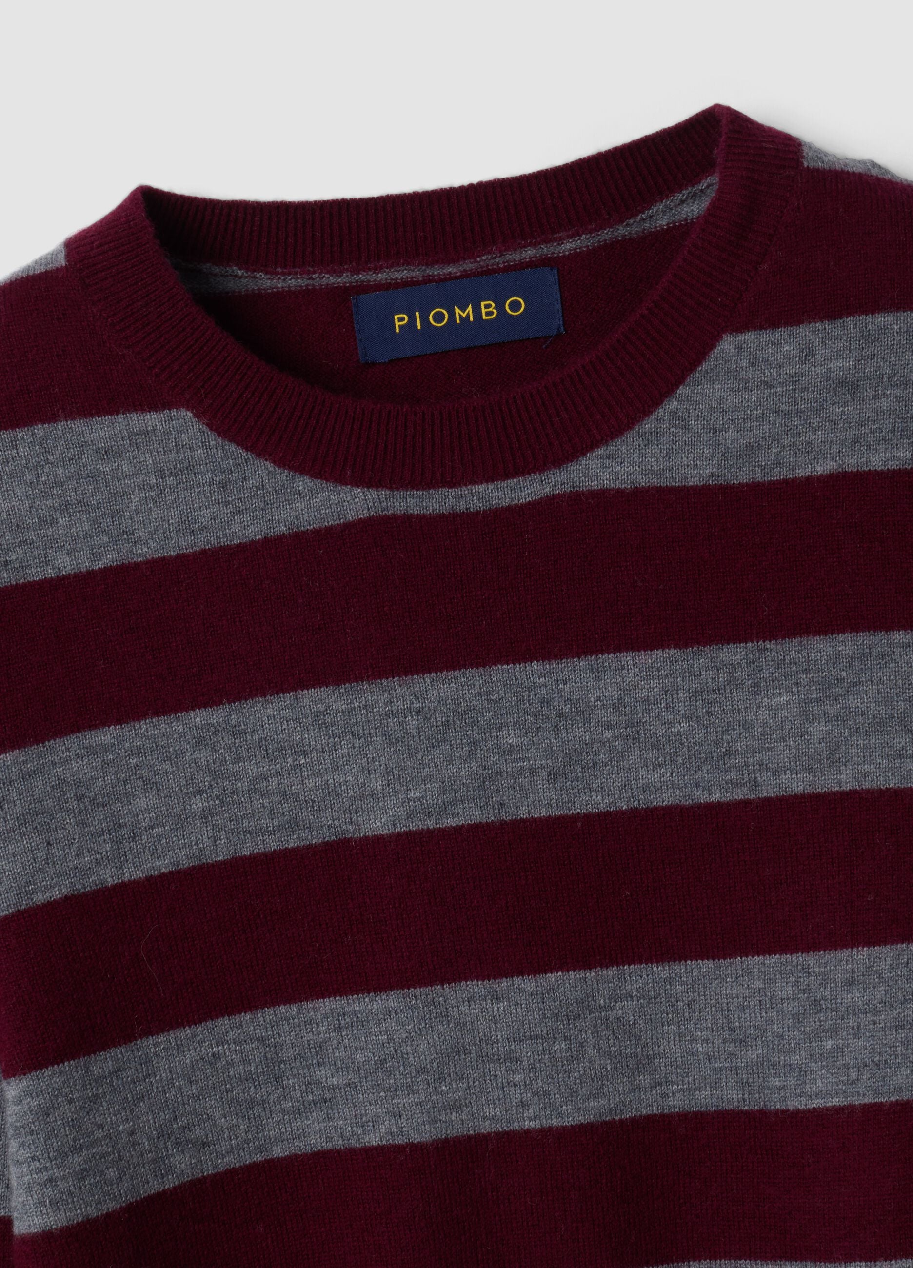 Red pure wool striped crew-neck jumper