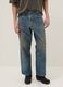 Jeans baggy in puro cotone denim con stampa vintage_1