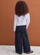 Blue straight-leg pure cotton jeans with floral embroidery for girls_1