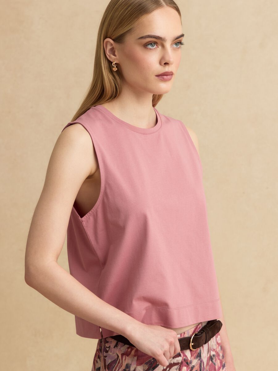 Pink cotton-blend tank top_0