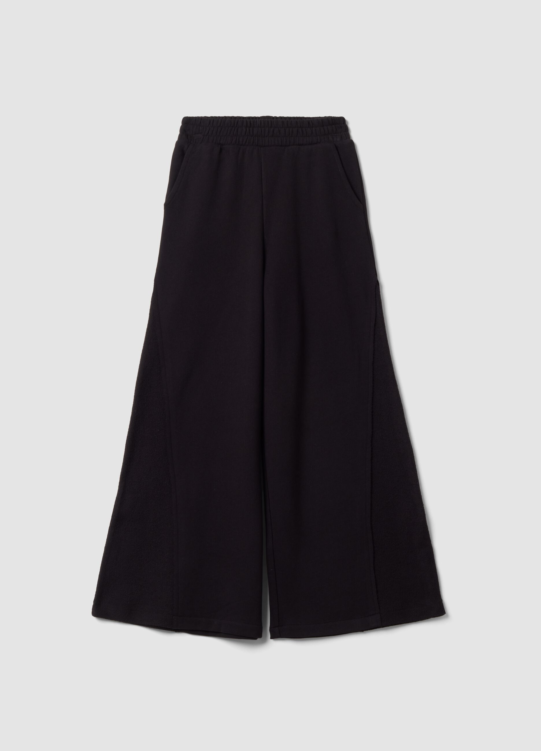 Black wide-leg trousers in pure cotton