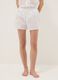 White pure cotton pyjama shorts with floral embroidery, regular fit_1