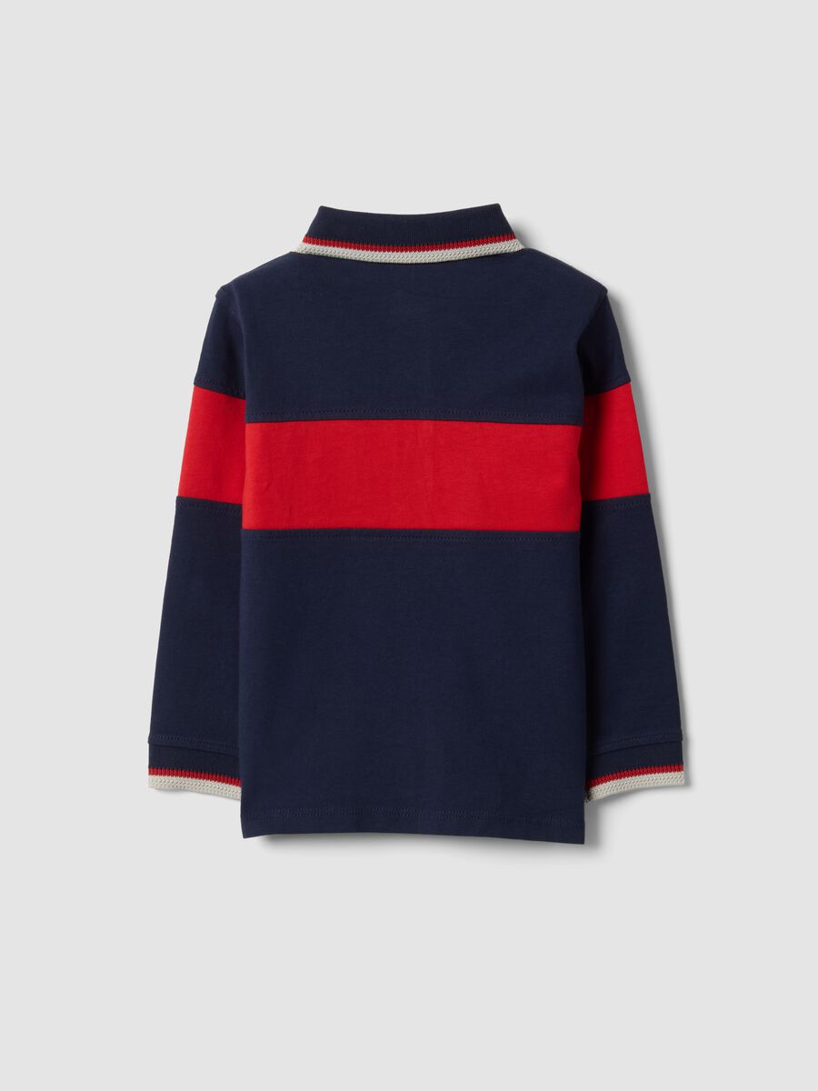 Polo blu a righe in puro cotone con maniche lunghe per bimbo_1