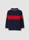 Blue striped long-sleeve pure cotton polo shirt for boys_1