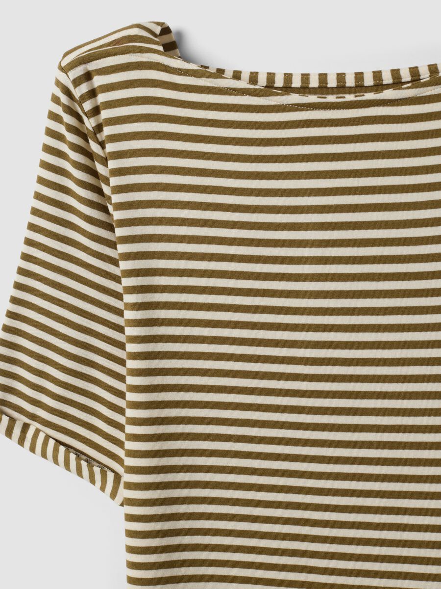White striped stretch viscose T-shirt_5