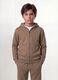 Beige organic cotton zip-up hoodie for boys, relaxed fit_0