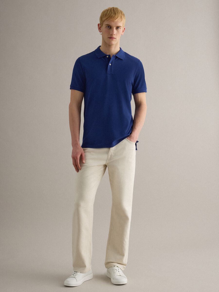 Regular-fit blue Supima cotton polo shirt_2