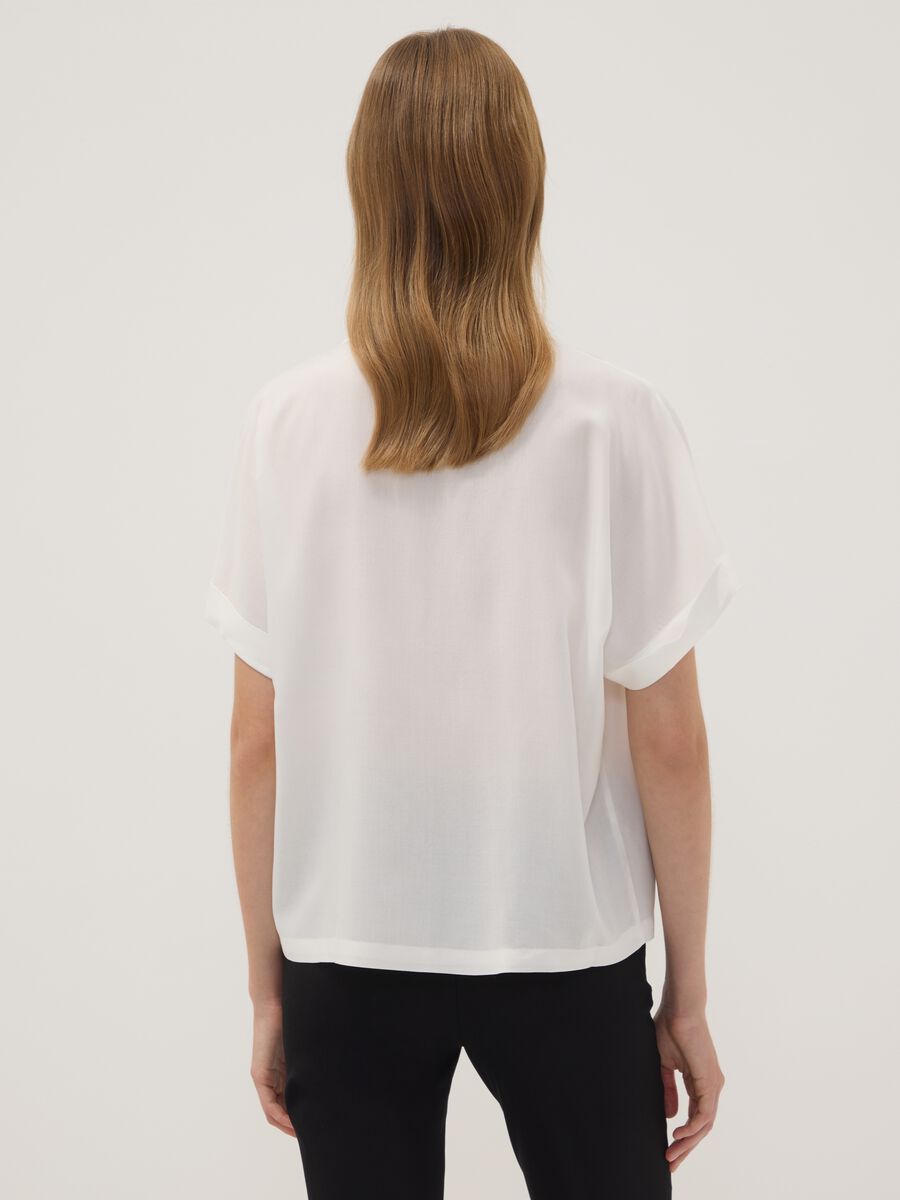 White pure viscose short-sleeve oversized shirt_3