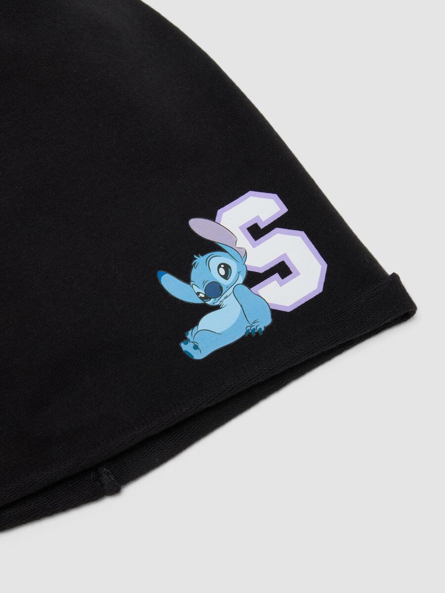 Cappello nero in cotone elasticizzato jersey con stampa Lilo & Stitch per bambina_2
