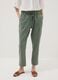 Green linen-cotton blend trousers with elasticated waist, regular fit_1