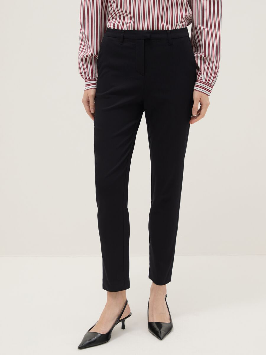 Black slim fit chino trousers_1