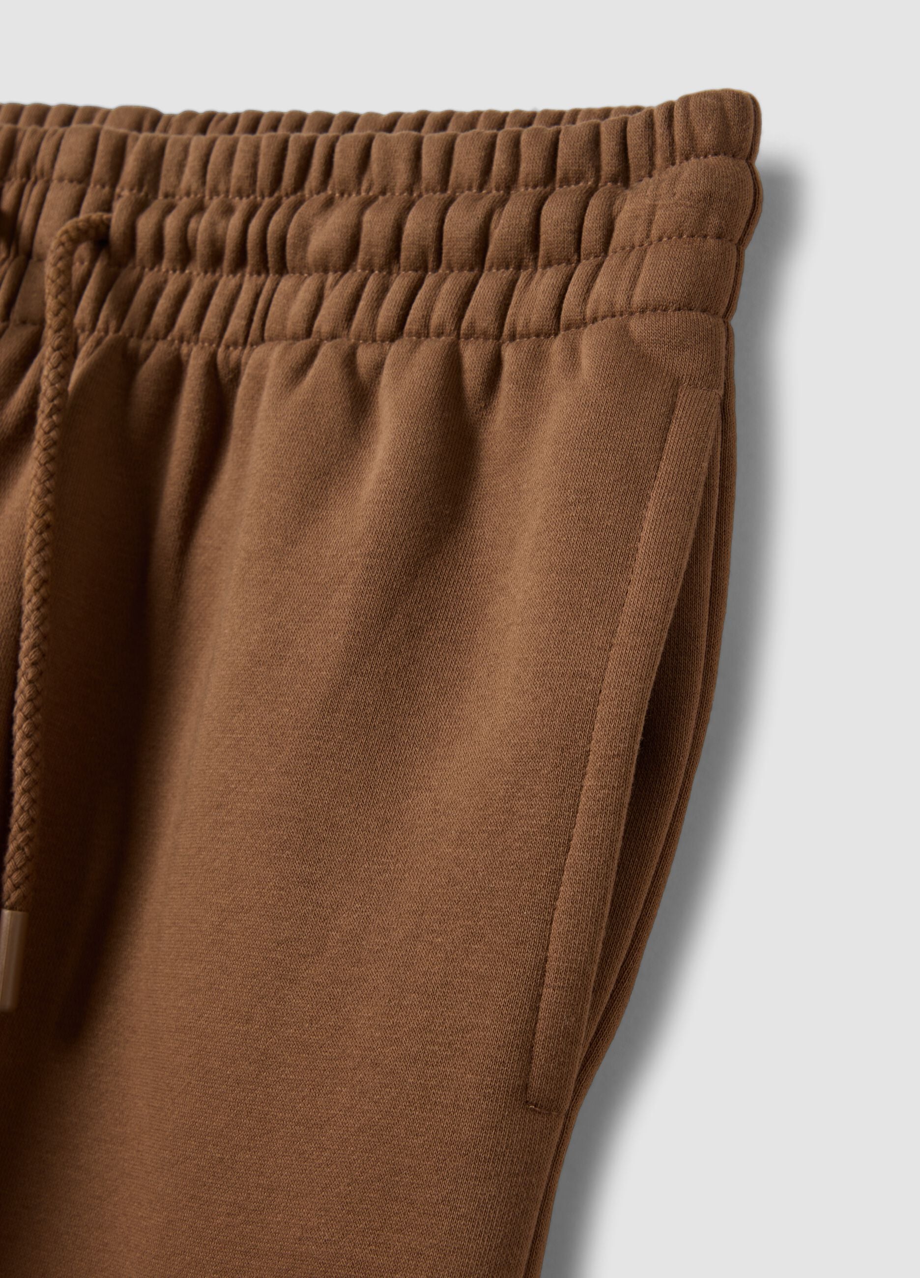 Brown cotton-blend joggers with elasticated waist, regular fit