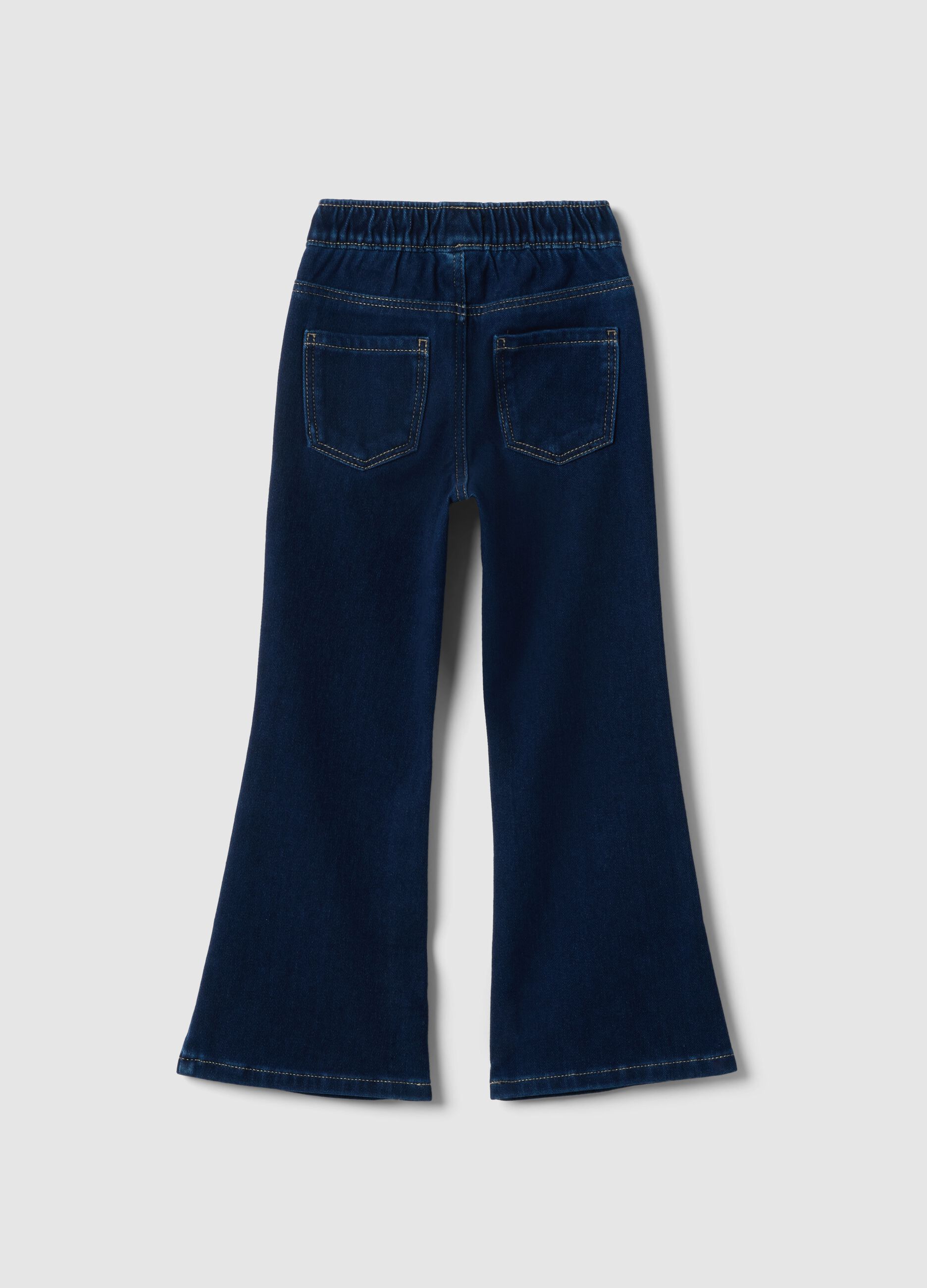 Girls' blue stretch cotton flare fit jeggings