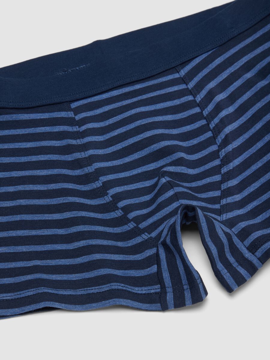Blue striped organic stretch cotton midi boxer shorts for boys_3
