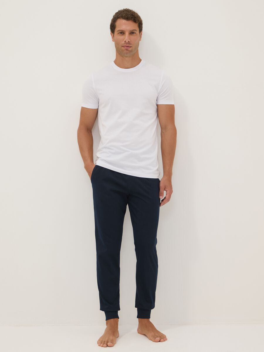 Blue organic cotton pyjama bottoms with drawstring_0