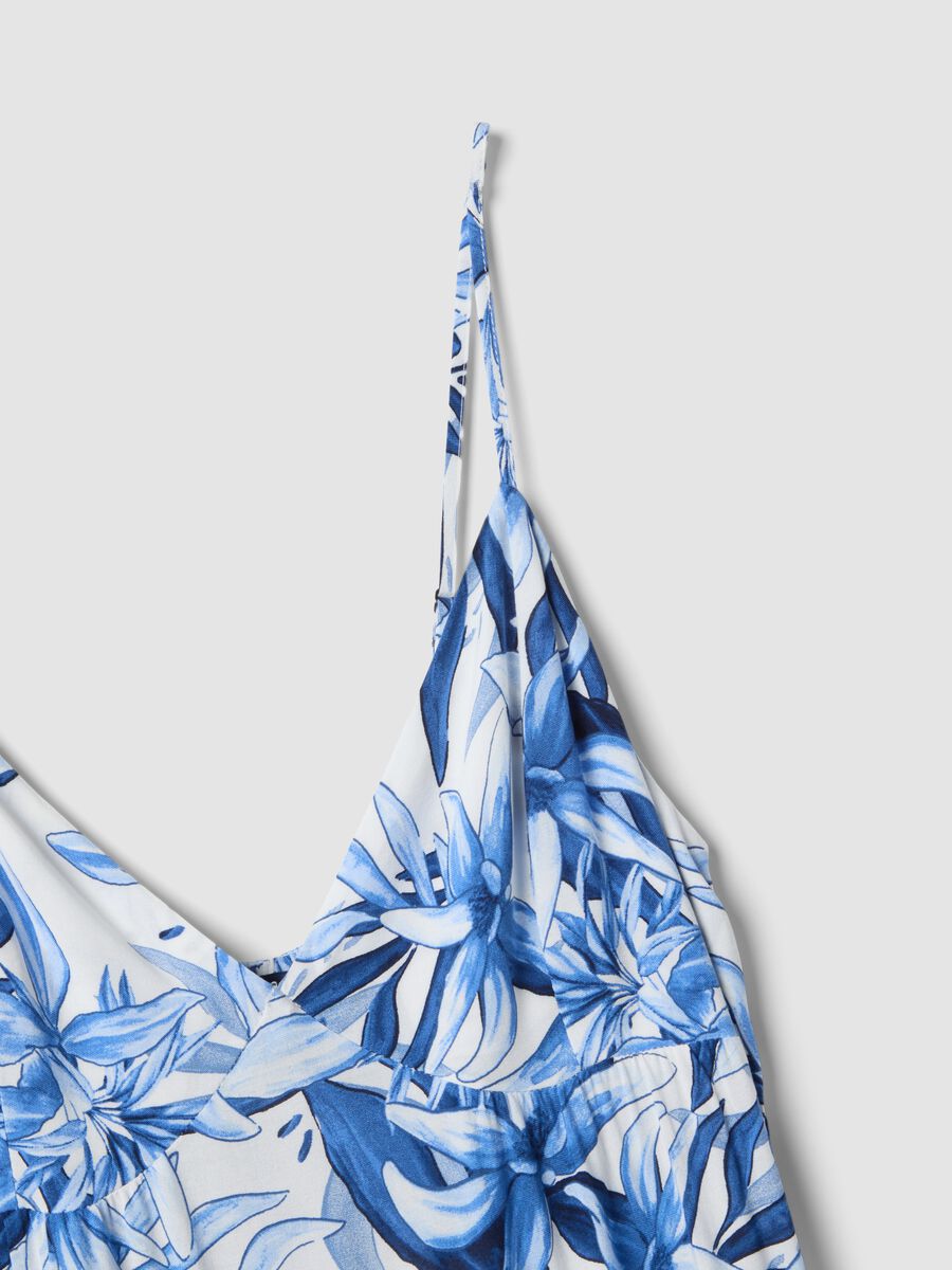 Blue and white pure viscose maxi dress with floral print_5