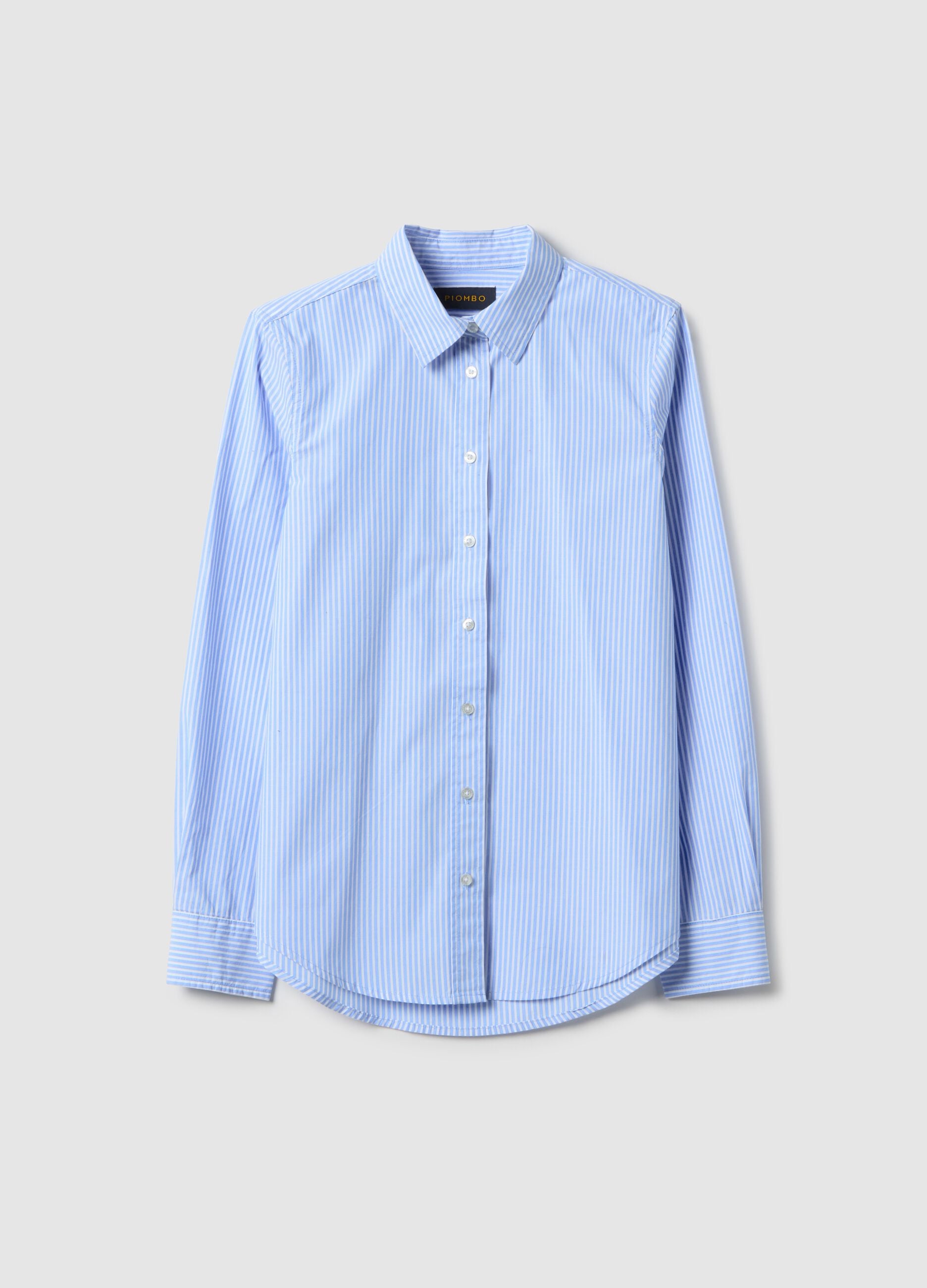 Light blue striped cotton shirt with regular fit