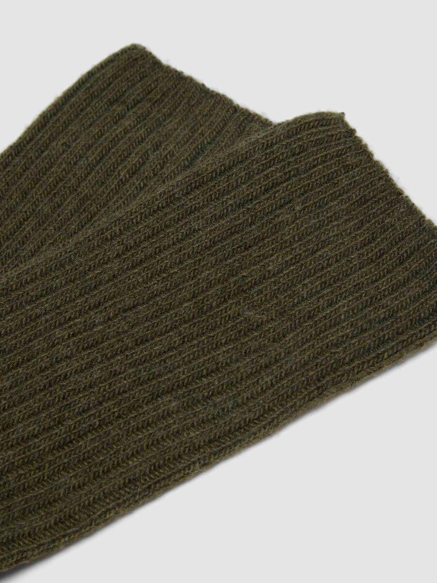 Calzini verdi a costine in lana, viscosa e cashmere elasticizzato_2