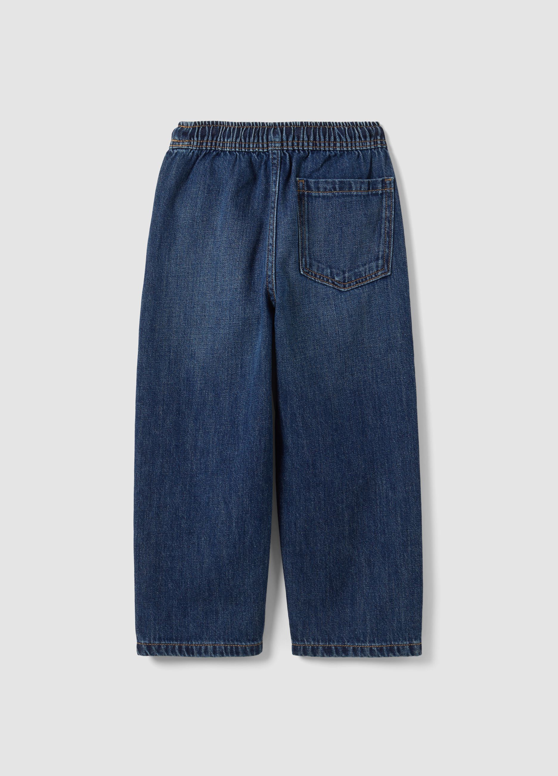 Navy cotton-viscose blend joggers with drawstring for boys