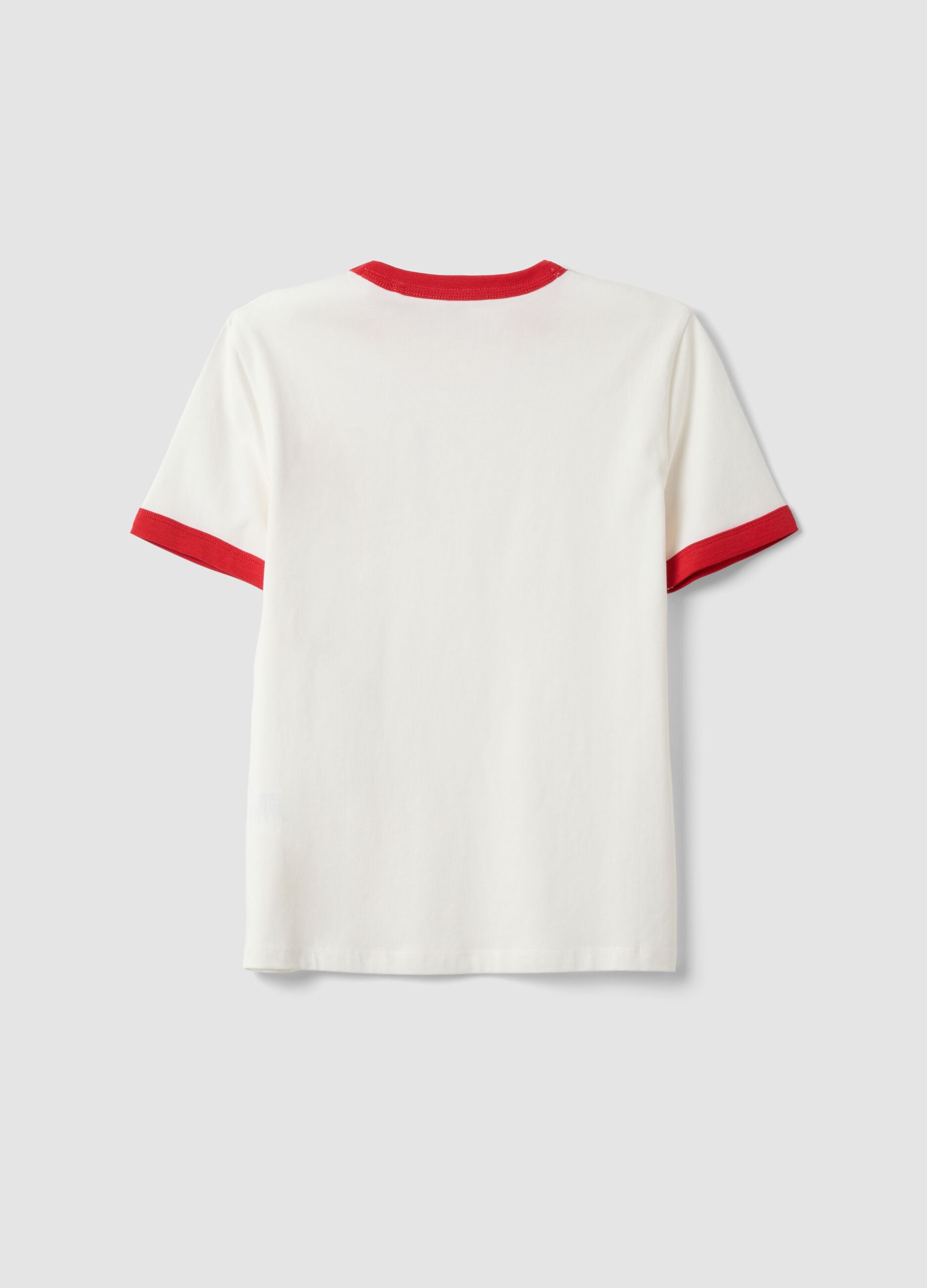 White pure organic cotton T-shirt with print, relaxed fit, for boys